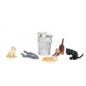 Cats w/Garbage Can - SceneScapes(TM) -- pkg(6), O, Bachmann Industries 33157