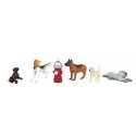 SceneScapes(TM) Dogs -- With Fire Hydrant pkg(6), O, Bachmann Industries 33158