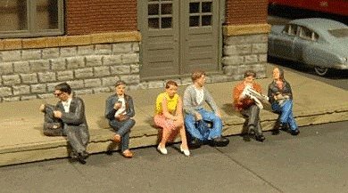 Platform Passengers - SceneScapes(TM) pkg(6) -- Seated, O, Bachmann Industries 33161