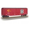 50′ Plug-Door Boxcar - Ready to Run - Silver Series(R) -- Santa Fe 152086 (red, black, white, HO, Bachmann Industries 18016