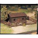 Plasticville U.S.A.(R) Classic Kits -- Log Cabin w/Rustic Fence, O, Bachmann Industries 45982