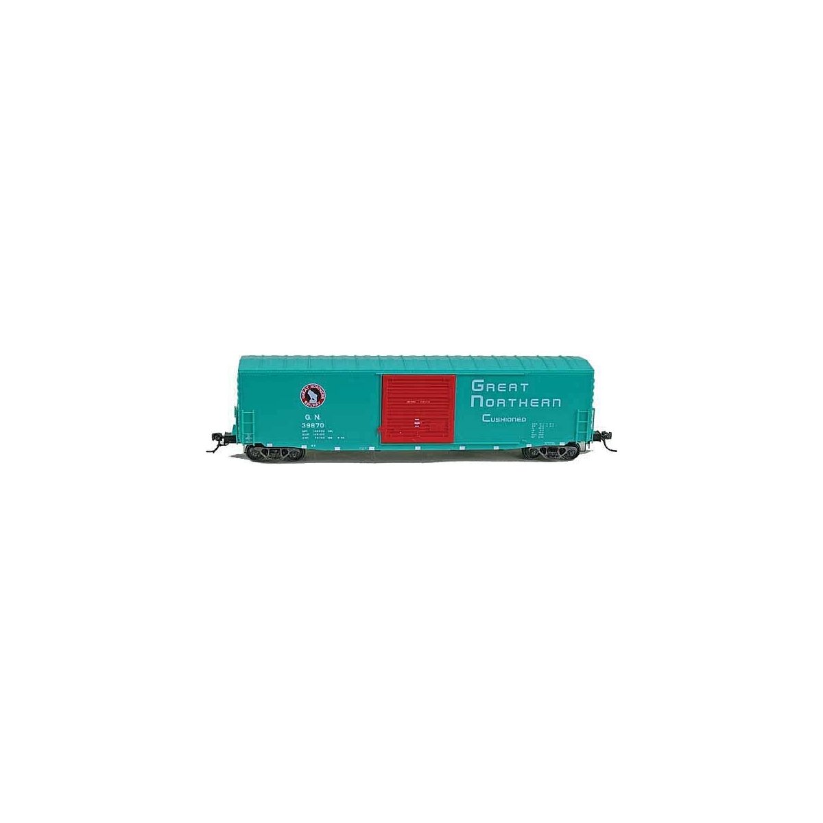 PS-1 50` Boxcar with 9` Door - Ready to Run -- Great Northern 39870 (1966, Glacier Green, , HO, Kadee Quality Products 6402