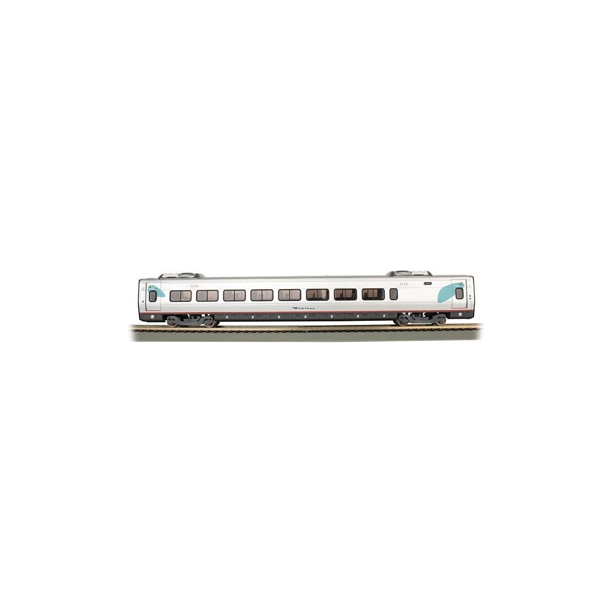 Acela Business Class Coach with Interior Lights - Ready to Run - Spectrum(R) -- Amtrak 3538 (Quiet Car, silver, blue, red), HO, 