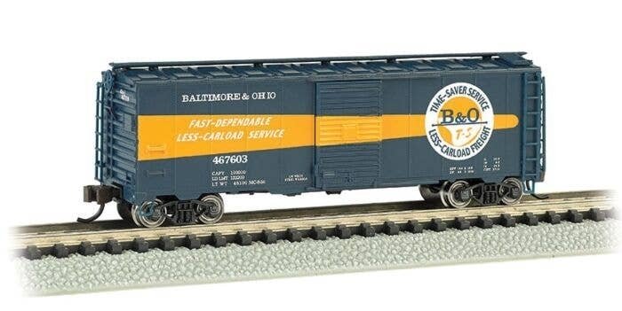 AAR 40′ Steel Boxcar - Ready to Run - Silver Series(R) -- Baltimore & Ohio 467603 (Timesaver , N, Bachmann Industries 17064