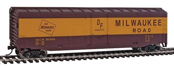 Boxcar - Ready to Run -- Milwaukee Road 16496 (Boxcar Red,yellow), HO, WalthersTrainline 1405
