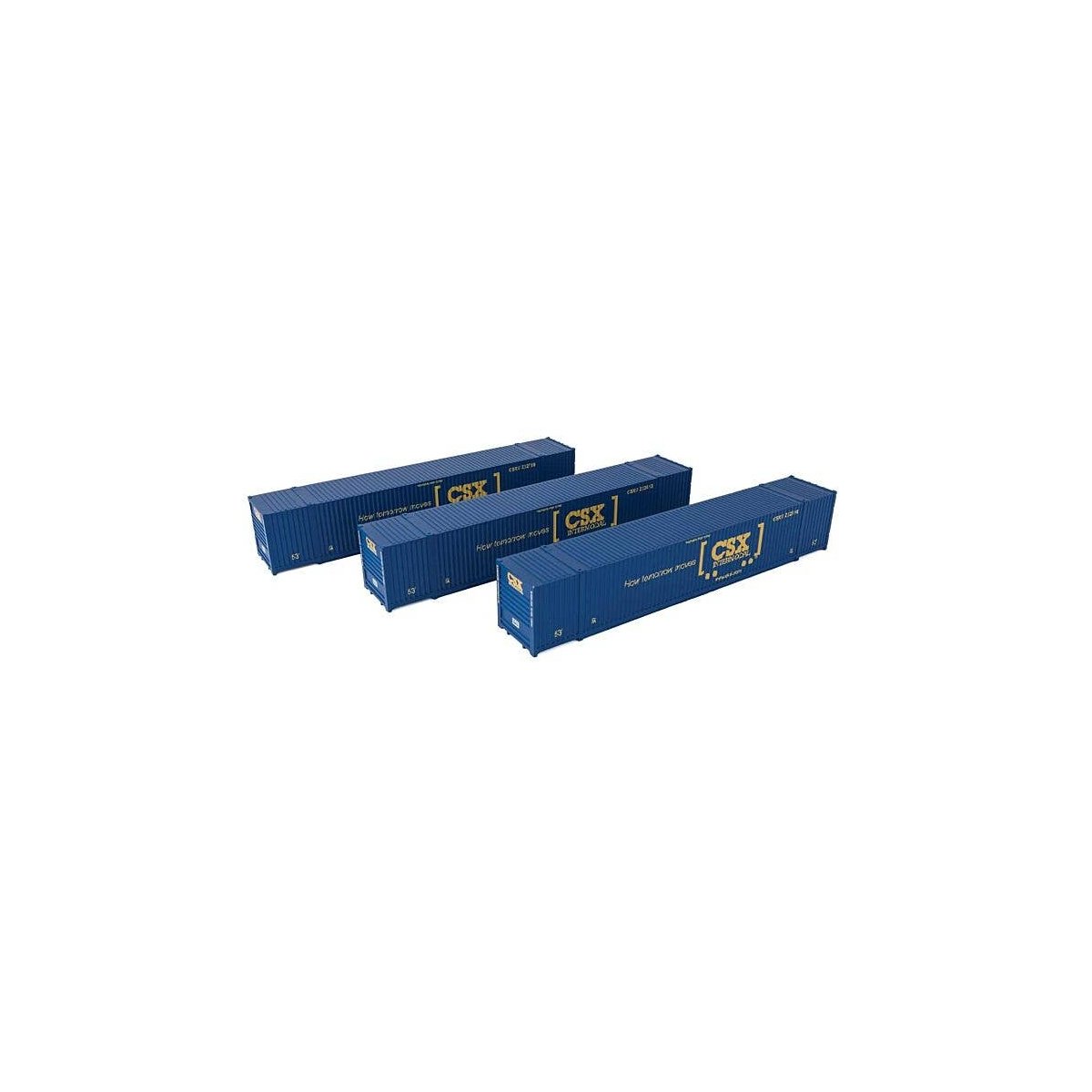 53′ Singamas Corrugated Side Container - 3-Pack -- CSX Transportation, HO, Walthers SceneMaster 18501
