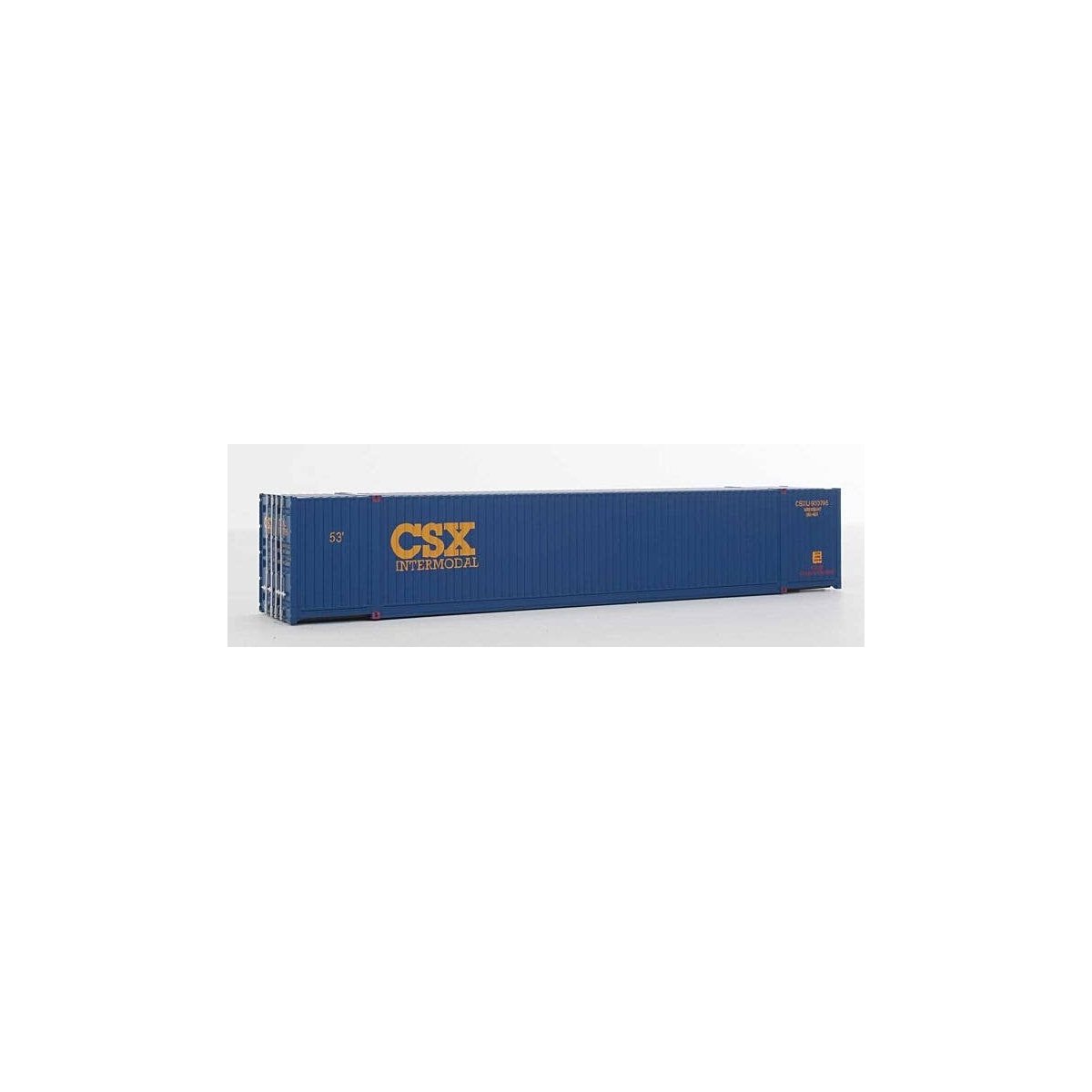 53′ Singamas Corrugated-Side Container - Assembled -- CSX Intermodal (blue, yellow), HO, Walthers SceneMaster 8528