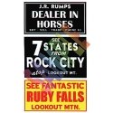 Barn Sign Decals -- Set 2 - Dealer In Horses, See Ruby Falls, See Rock City, HO, Blair Line 2251
