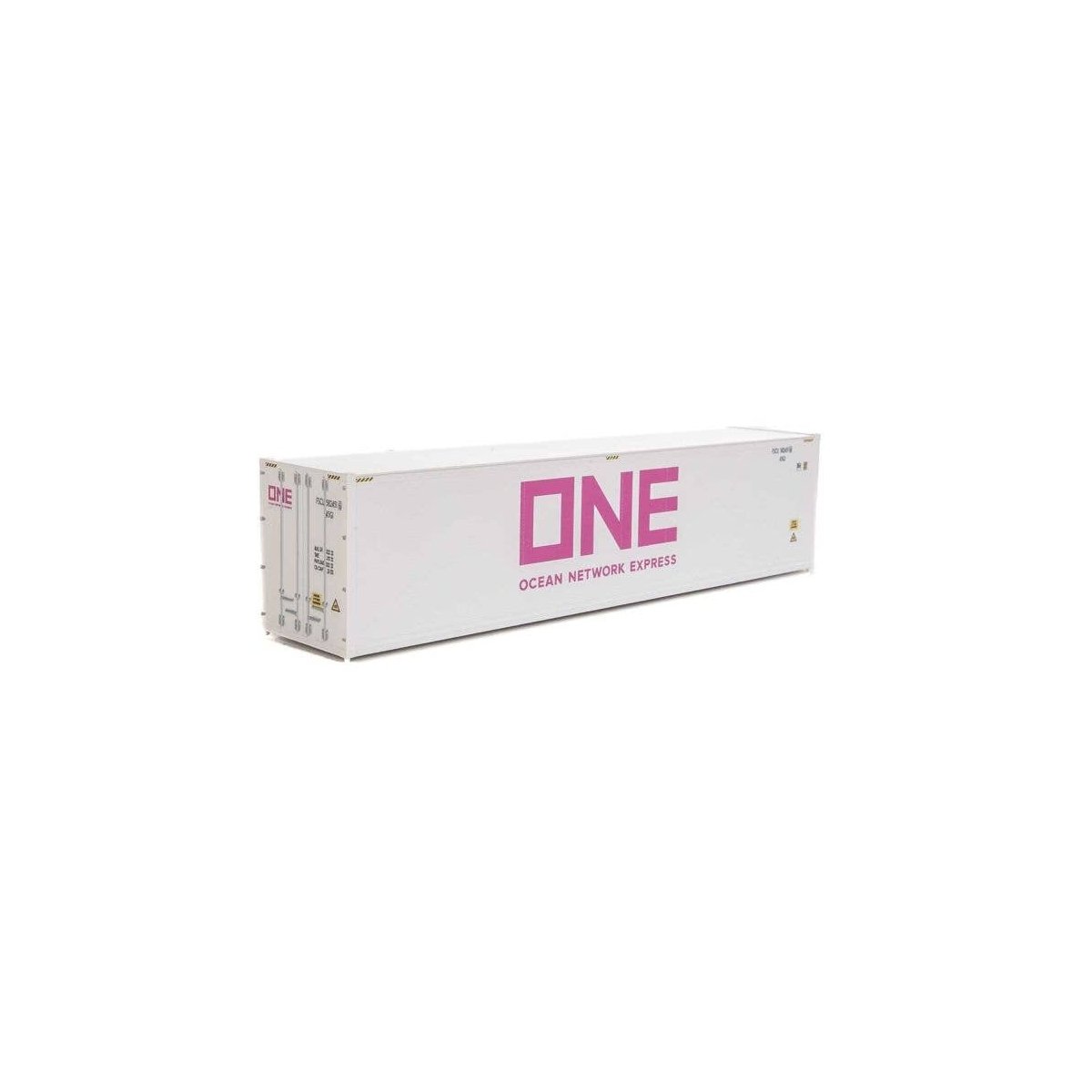 40′ Hi-Cube Smooth-Side Reefer Container - Assembled -- Ocean Network Express - ONE (white, , HO, Walthers SceneMaster 8364