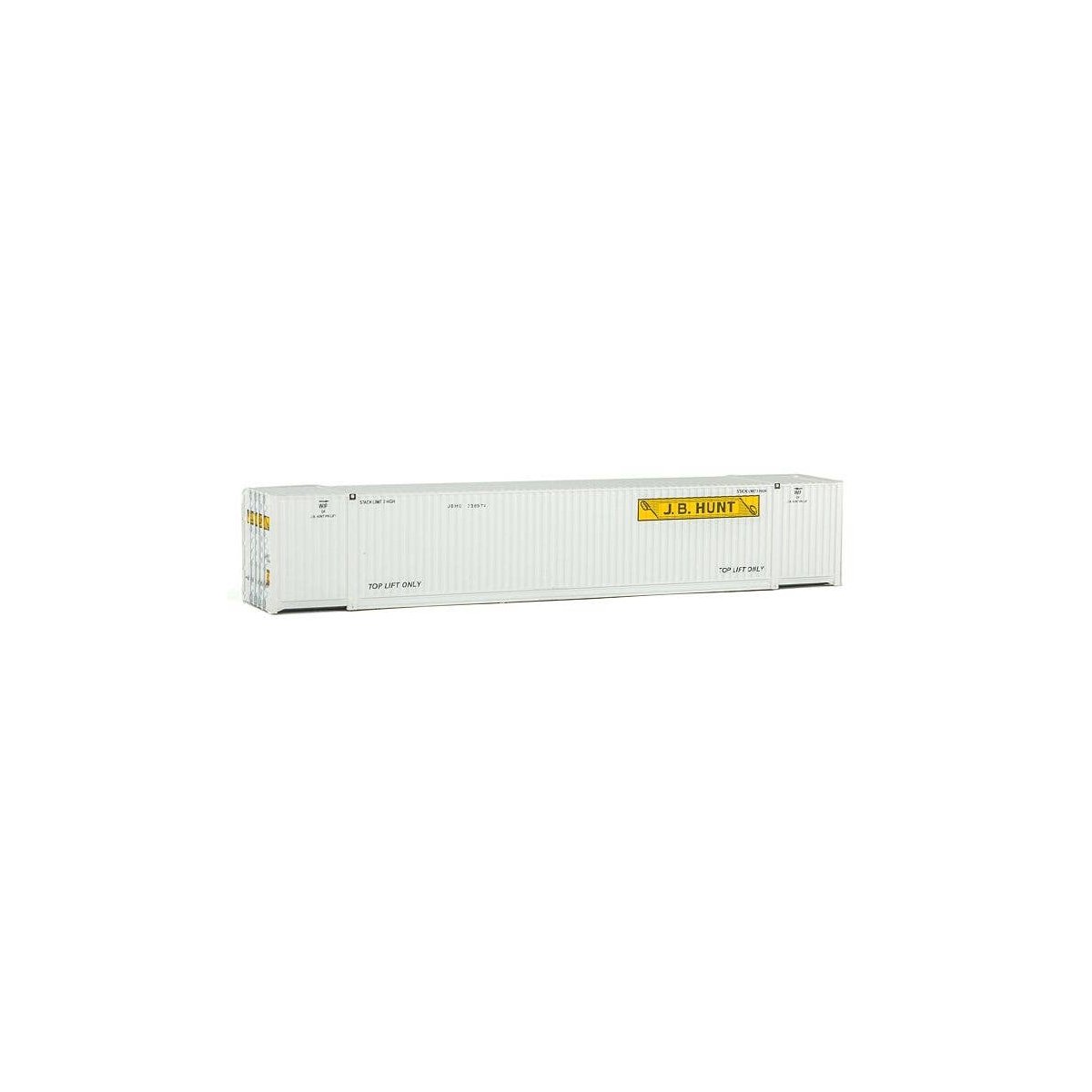 53′ Singamas Corrugated-Side Container - Assembled -- J.B. Hunt (white, yellow, black), HO, Walthers SceneMaster 8522