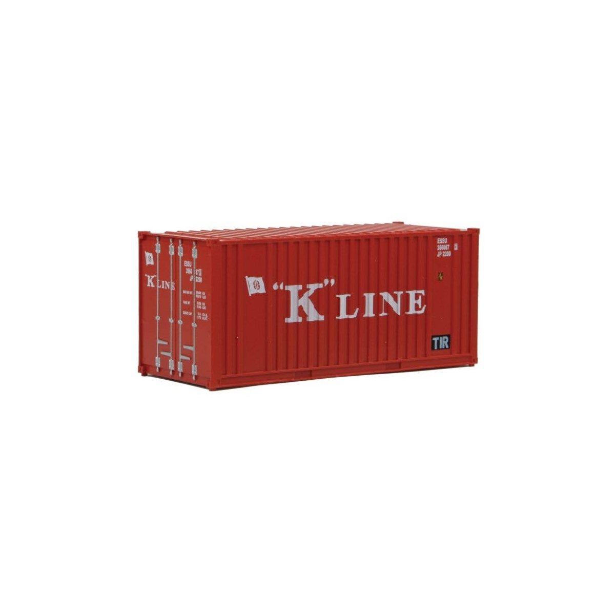 20′ Corrugated Container with Flat Panel - Assembled -- K-Line (red, white), HO, Walthers SceneMaster 8013