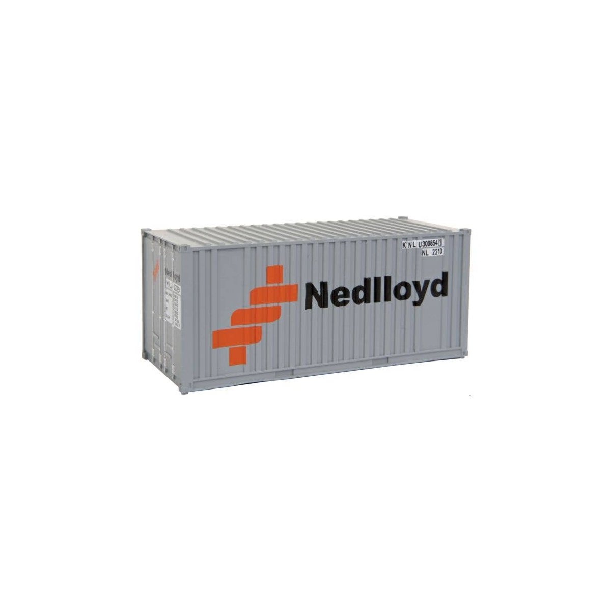 20′ Corrugated Container with Flat Panel - Assembled -- Ned-Lloyd (gray, orange, black), HO, Walthers SceneMaster 8005