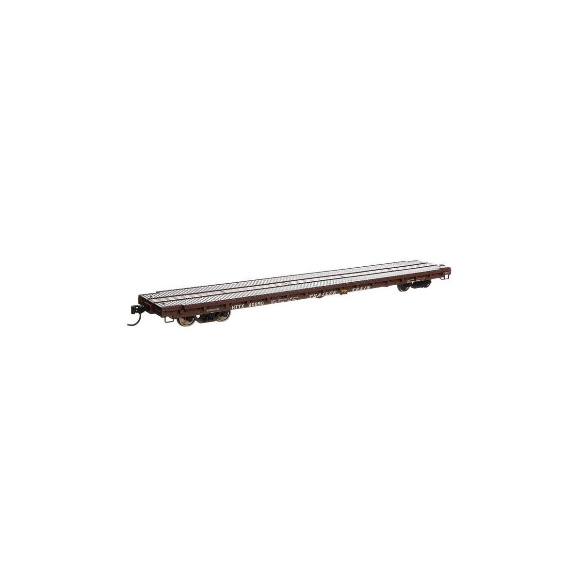 60′ Pullman-Standard Flatcar - Ready to Run -- Trailer-Train HTTX 90850 (Heavy-duty brown), HO, WalthersMainline 5402