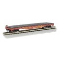 52′ Flatcar - Ready to Run - Silver Series(R) -- Union Pacific 59486 (Boxcar Red, yellow Str, HO, Bachmann Industries 17303