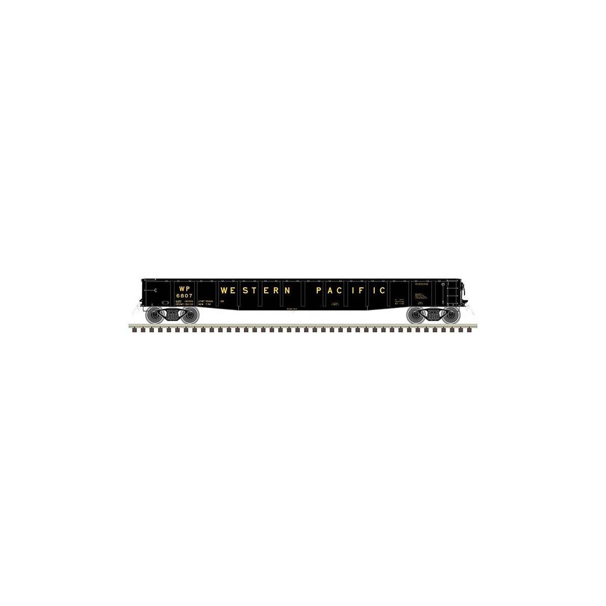 ACF 70-Ton 52′ Gondola - Ready to Run - Master(R) -- Western Pacific 6818 (black, yel, N, Atlas Model Railroad Co. 50006421