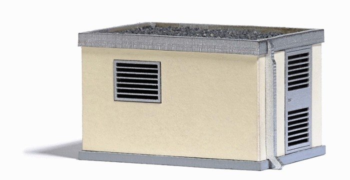 Modern Transformer Substation -- Kit - 1-7/8 x 1-5/16 x 1-1/8′ 4.8 x 3.3 x 2.9cm, HO, Busch Gmbh & Co Kg 1570