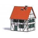 Half-Timber House -- Laser-Cut Kit - 3-11/16 x 3-3/16 x 4-3/8′ 9.3 x 8.1 x 11.1cm, HO, Busch Gmbh & Co Kg 1666