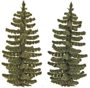 Spruce Trees pkg(2) -- 2-13/16′ 70mm Tall, HO, Busch Gmbh & Co Kg 6132