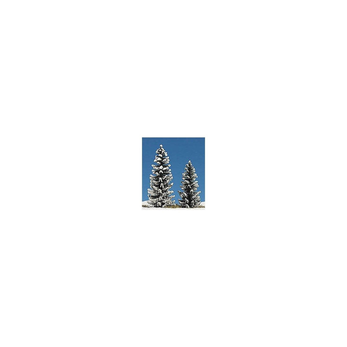 Snow Covered Spruce pkg(2) -- 90mm, 120mm, HO, Busch Gmbh & Co Kg 6152