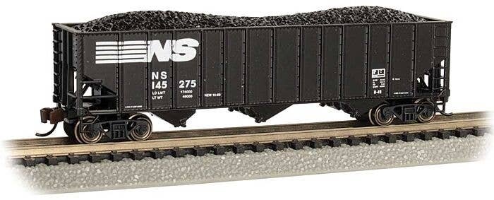 Bethlehem Steel 100-Ton 3-Bay Hopper - Ready to Run -- Norfolk Southern 145275 (black, white), N, Bachmann Industries 18754