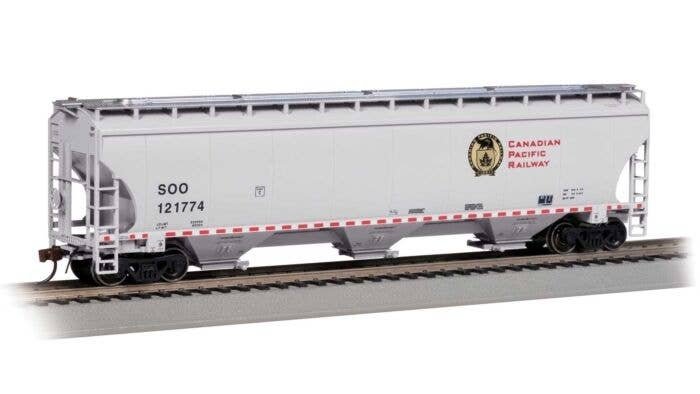 Trinity 5161 3-Bay Covered Hopper - Ready to Run -- Canadian Pacific 121774 (gray, black, re, HO, Bachmann Industries 70633