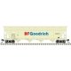 ACF 5250 4-Bay Centerflow Hopper - Ready to Run -- BF Goodrich ACFX 55476 (pale yellow, blue, red), N, Trainman 50007105