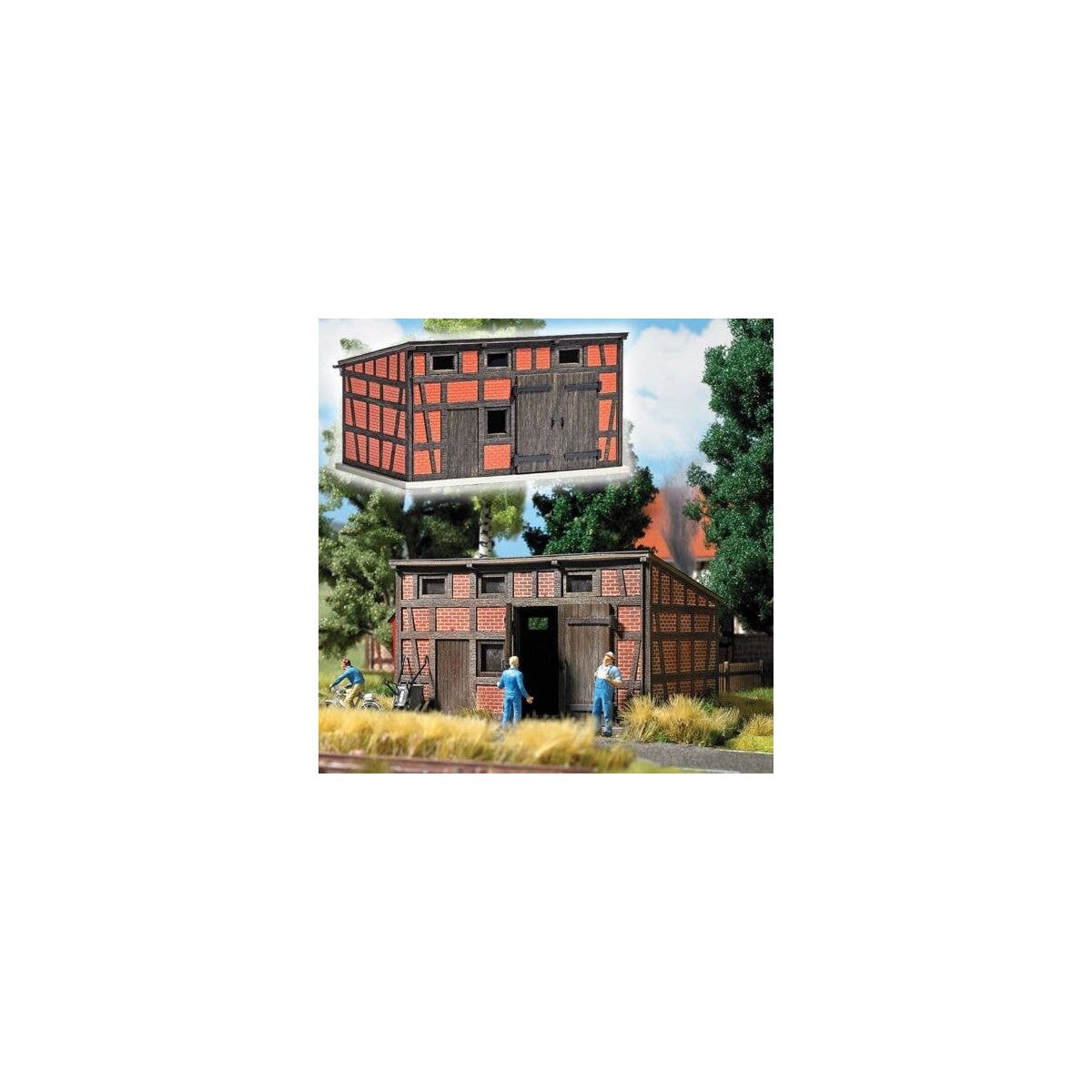 Half-Timbered Backyard Shed -- Laser-Cut Wood Kit - 1-13/16 x 1-1/4 x 1′ 4.6 x 3.2 x 2.6cm, N, Busch Gmbh & Co Kg 8209