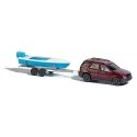 Mercedes-Benz M-Klasse SUV w/Boat & Trailer - Assembled -- Red SUV, Blue Motorboat, N, Busch Gmbh & Co Kg 8334