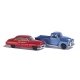 1950s Chevy Pickup & Buick 2-Door Set - Assembled -- Metallic Blue truck, Metallic Red car, N, Busch Gmbh & Co Kg 8349