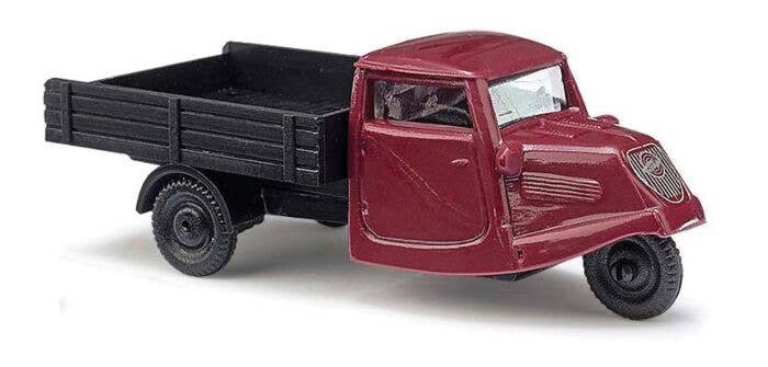 1935 Tempo Dreirad Pickup Truck - Economy - Assembled -- Red, Black, HO, Busch Gmbh & Co Kg 89103