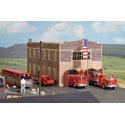 Clinker Block Fire Station -- Laser-Cut Wood Kit - 7-1/2 x 4-9/16 x 4-3/16′ 19.1 x 11.6 x 10.6cm, HO, Busch Gmbh & Co Kg 9732