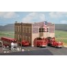 Clinker Block Fire Station -- Laser-Cut Wood Kit - 7-1/2 x 4-9/16 x 4-3/16′ 19.1 x 11.6 x 10.6cm, HO, Busch Gmbh & Co Kg 9732