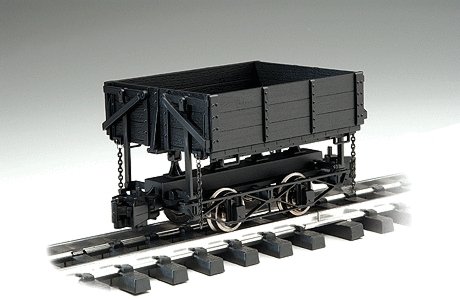 1:20.3 Ore Car w/Metal Wheels -- Wood Side-Dump (Black), G, Bachmann Industries 92503
