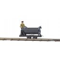 Tipper Side-Dump Car with Brakeman Figure - Feldbahn -- Black, HOn2, Busch Gmbh & Co Kg 12219