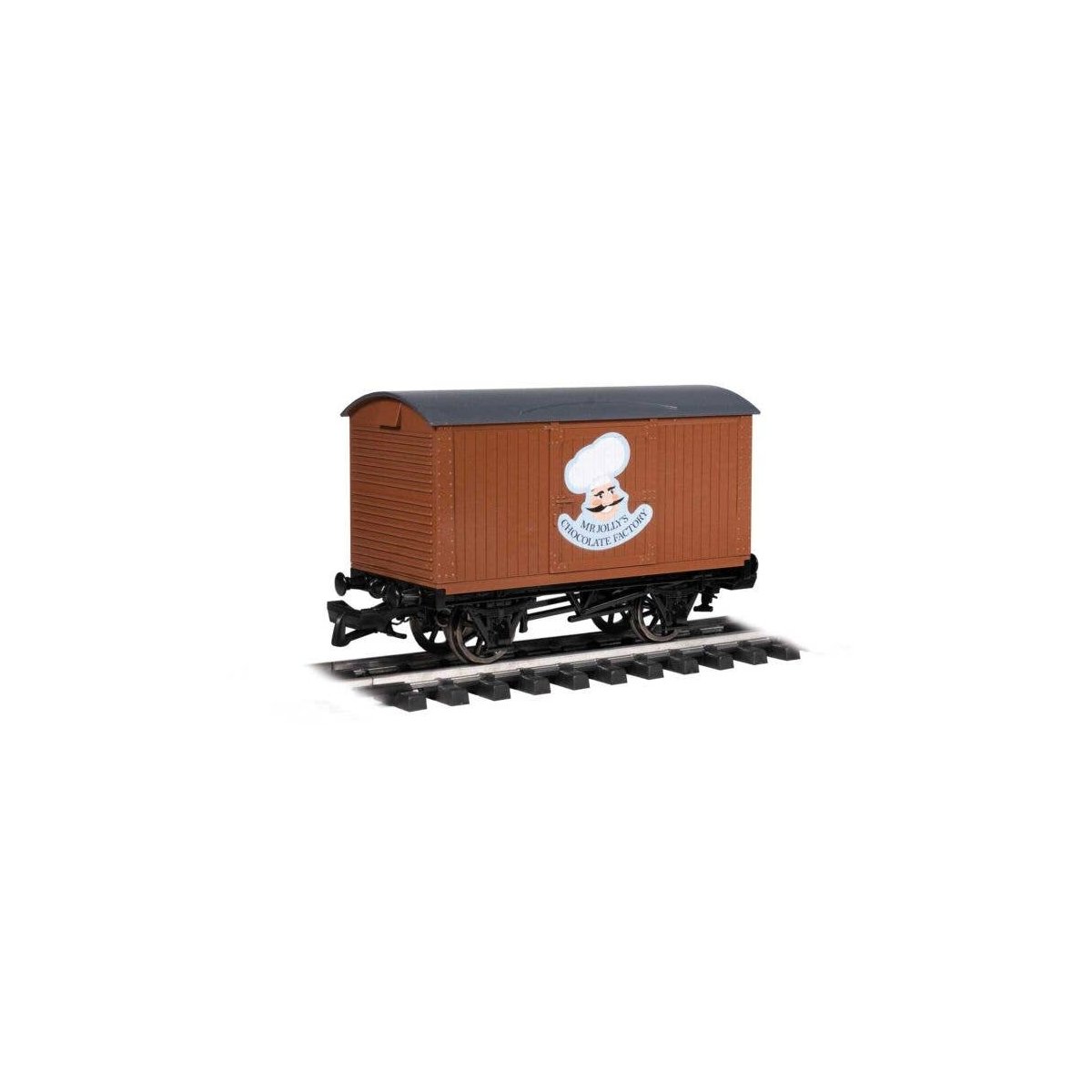 Box Van - Thomas & Friends(TM) -- Mr. Jolly′s Chocolate Factory (brown), G, Bachmann Industries 98029