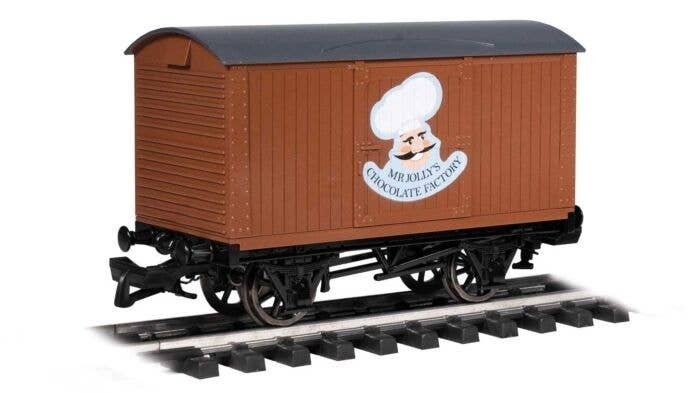 Box Van - Thomas & Friends(TM) -- Mr. Jolly′s Chocolate Factory (brown), G, Bachmann Industries 98029
