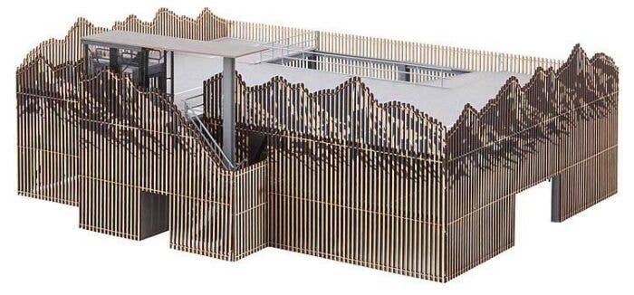 Parking Garage -- Laser-Cut Kit - 10-1/4 x 8-3/16 x 3-7/8′ 26 x 20.8 x 9.8cm, HO, Faller Gmbh 130810