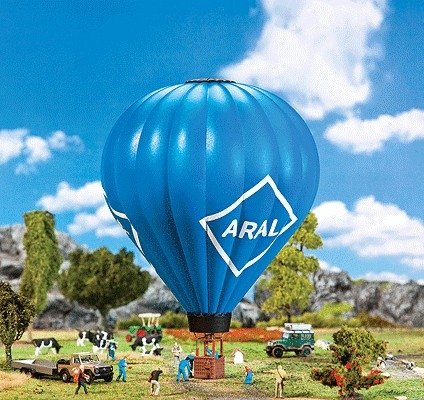 Hot Air Balloon w/Working LED Flame Effects - Kit (Plastic) -- Aral (blue), HO, Faller Gmbh 131001