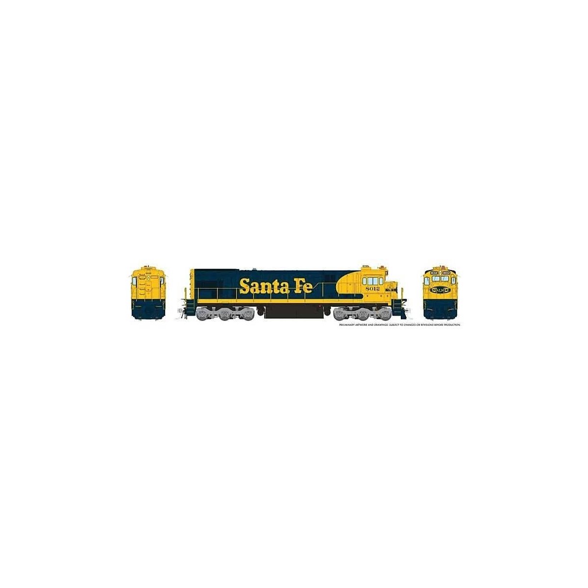 GE C30-7 - ESU LokSound and DCC -- Santa Fe 8039 (Early Version Warbonnet, blue, yellow), HO, Rapido Trains Inc 42503
