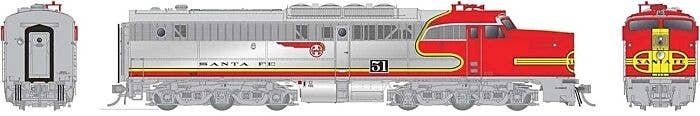 Alco PA1 - Standard DC -- Santa Fe 51L (Repowered, Warbonnet, silver, red), HO, Rapido Trains Inc 23045
