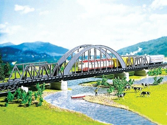 Steel Arch Bridge w/2 Girder Bridges & Piers -- 16′ 40cm, N, Faller Gmbh 222583