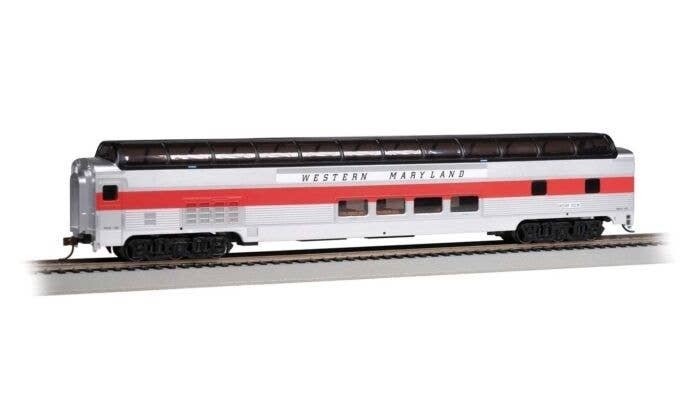 Budd 85′ Full-Length Dome with Lights - Ready to Run - Silver Series(R) -- Western Maryland , HO, Bachmann Industries 13009