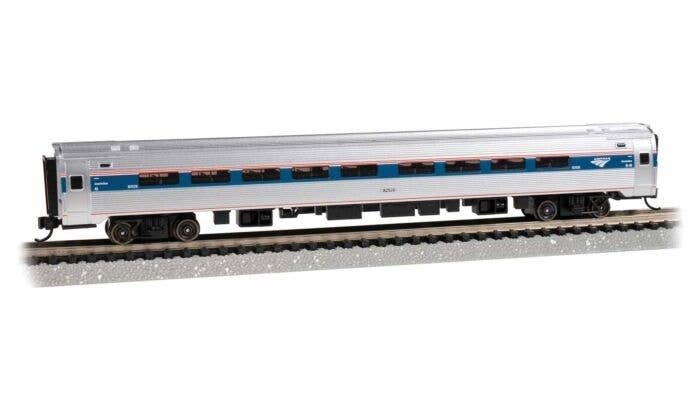 Budd Amfleet I Coach with Lighting - Ready to Run -- Amtrak 82526 (Phase VI, silver, blue, re, N, Bachmann Industries 14170