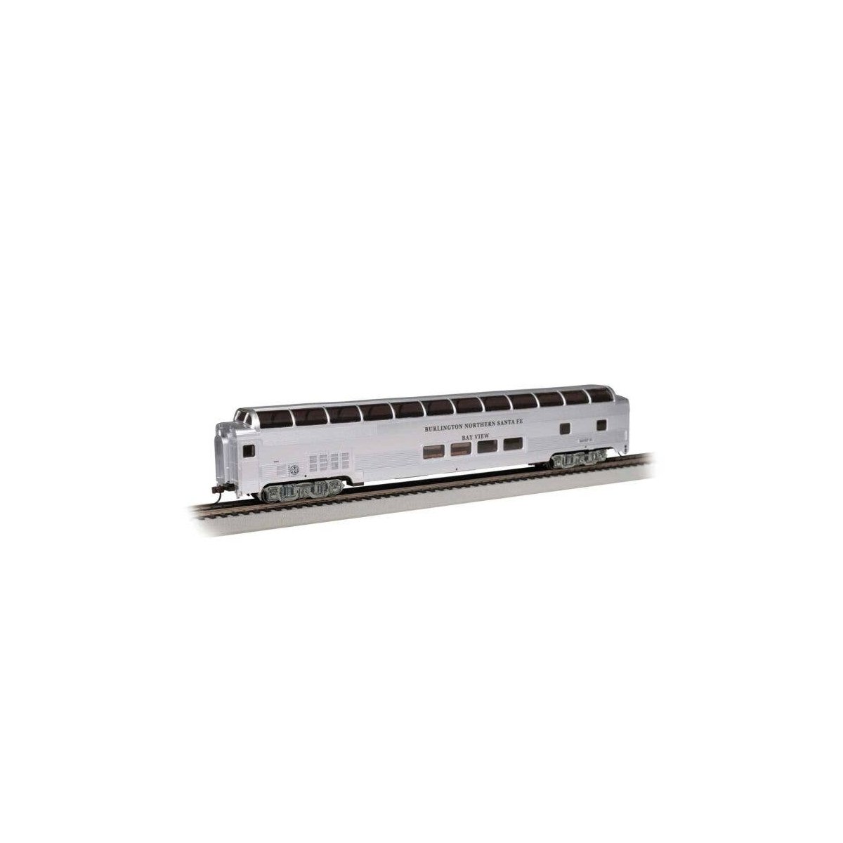 Budd 85′ Full-Length Dome with Lights - Ready to Run - Silver Series(R) -- Burlington Northe, HO, Bachmann Industries 13010