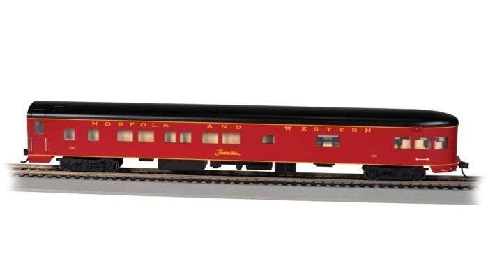 85′ Smooth-Side Observation - Lighted - Ready to Run -- Norfolk & Western 582 (maroon, black, HO, Bachmann Industries 14314
