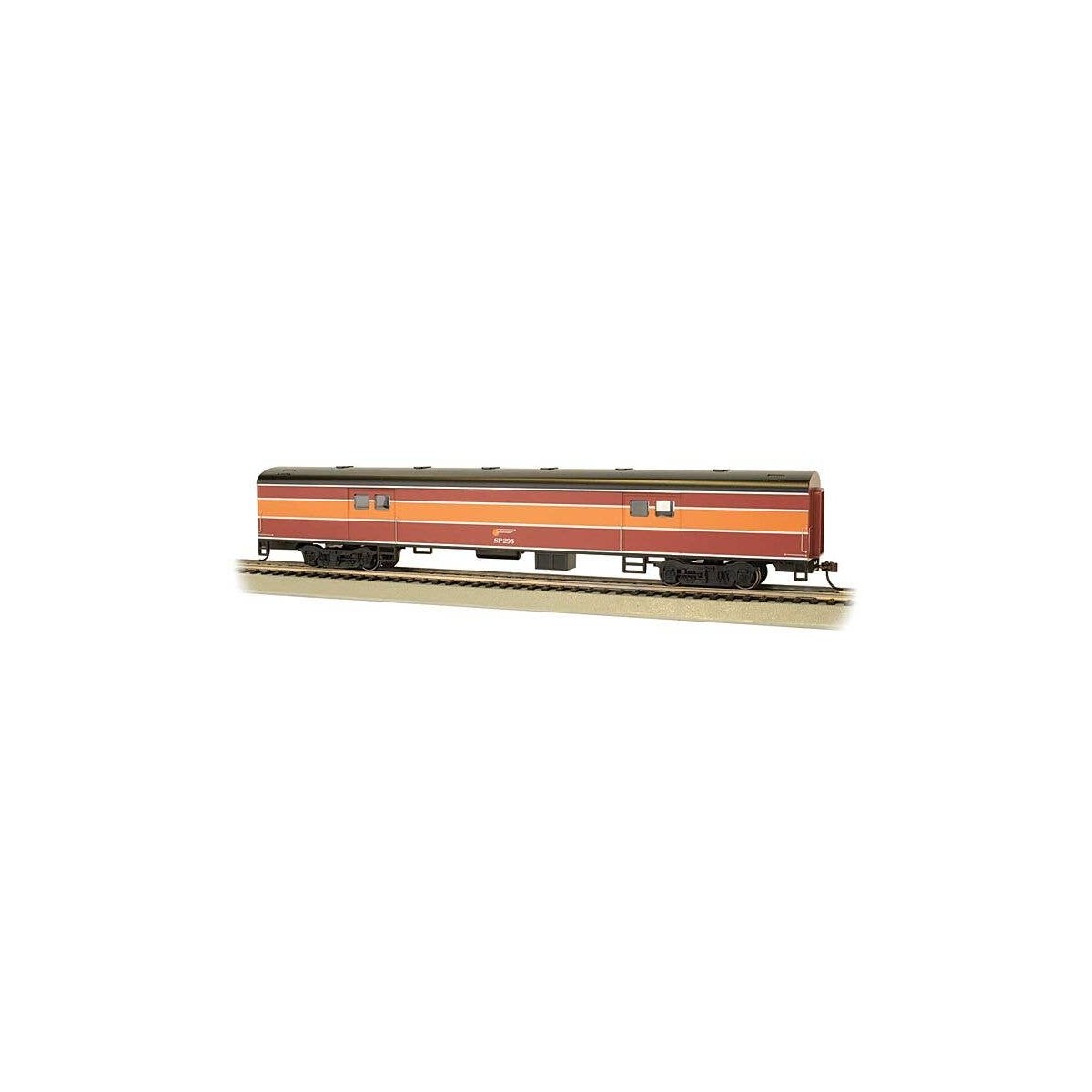 72′ Smooth-Side Baggage - Ready to Run -- Southern Pacific 295 (Daylight red, orange, black), HO, Bachmann Industries 14404