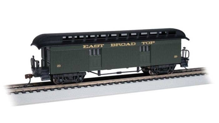 Old Time Wood Baggage with Round-End Clerestory Roof - Ready to Run -- East Broad Top (green, HO, Bachmann Industries 15308