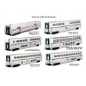 Viewliner Baggage & 5 Superliner Car Bookcase Set -- Amtrak (Phase VI silver, blue, red), N, Kato USA Inc 101789