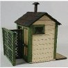2-Stall Privy -- Laser-Cut Kit - 1-1/4 x 1-11/16 x 1-11/16′ 3.2 x 4.3 x 4.3cm, HO, GCLaser 19100