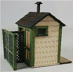2-Stall Privy -- Laser-Cut Kit - 1-1/4 x 1-11/16 x 1-11/16′ 3.2 x 4.3 x 4.3cm, HO, GCLaser 19100
